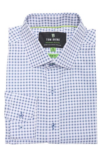 Tom Baine Performance Stretch Winkle Free Button-up Shirt In Blue