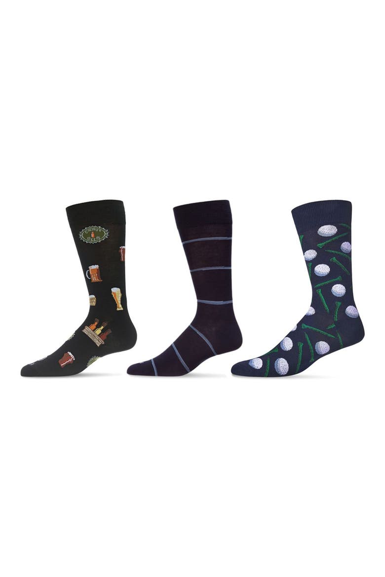 Sports Assorted 3-Pack Crew Socks, Main, color, BLACK