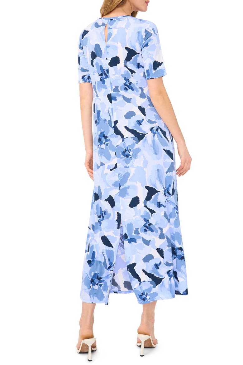 Floral Crewneck Maxi Dress, Alternate, color, BLUE NIGHT
