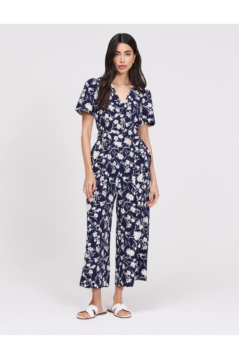 Uma Cropped Wide Leg Jumpsuit, Alternate, color, Navy Floral