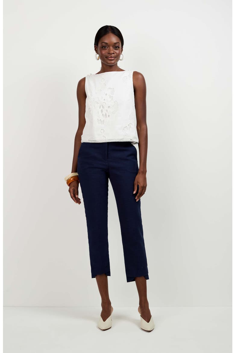 Alessandra Top Cropped Cotton Eyelet, Alternate, color, Whitewash
