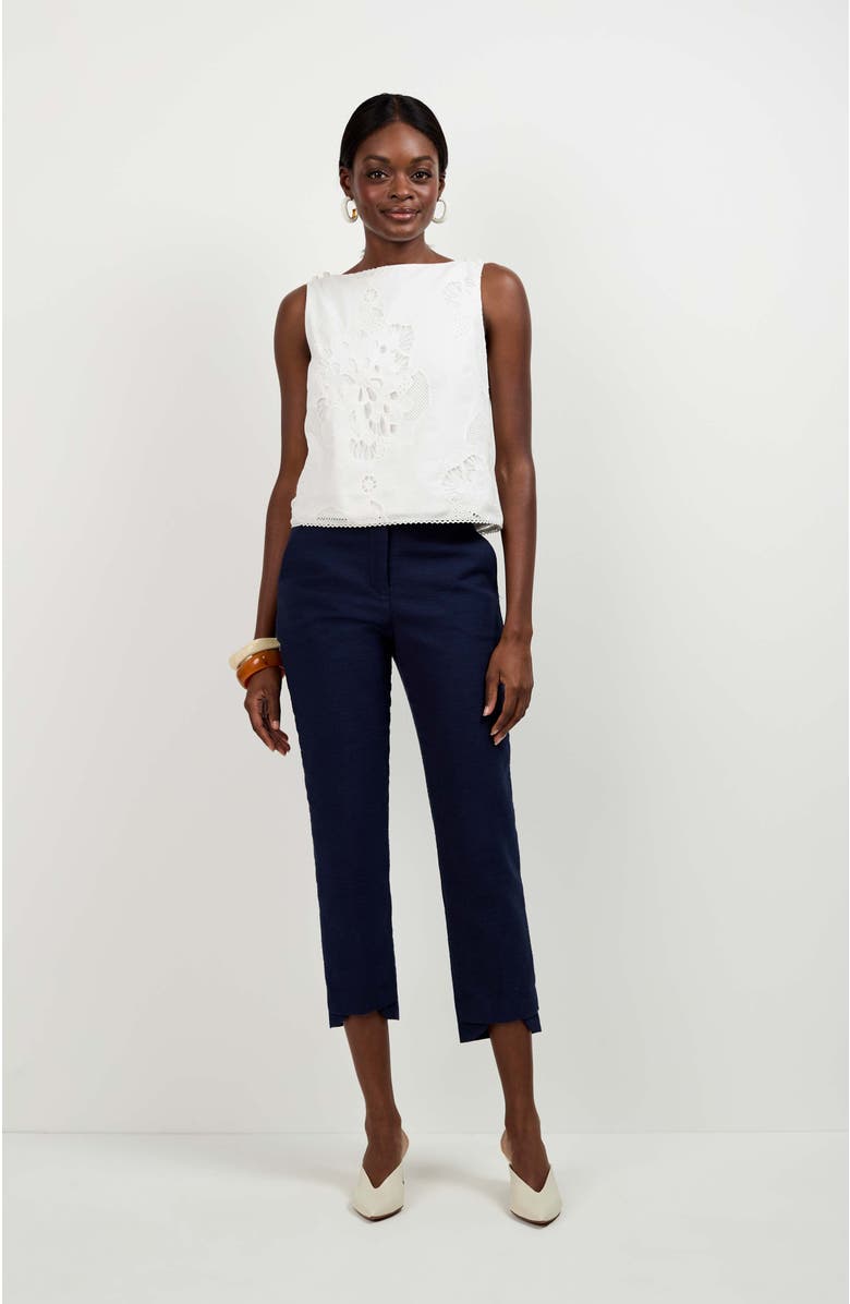 Trina Turk Alessandra Top Cropped Cotton Eyelet, Alternate, color, Whitewash