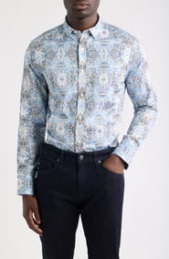 Johnston & Murphy Logan Print Button-Up Shirt