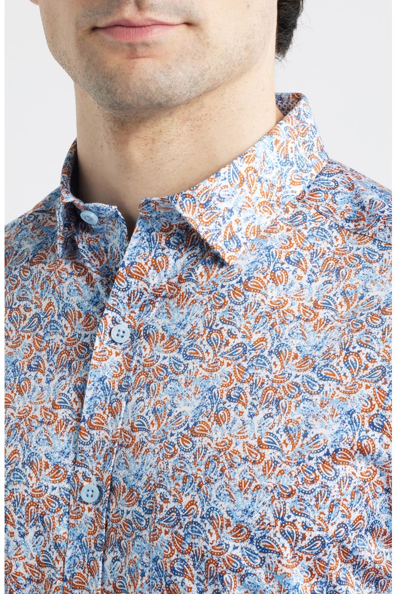 Logan Print Button-Up Shirt, Alternate, color, ORANGE/ NAVY PAISLEY