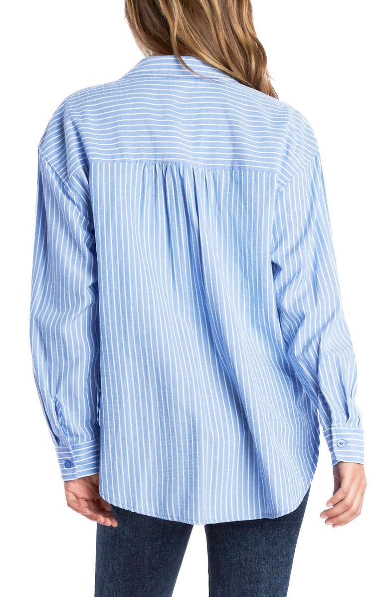 Billy T Stripe Linen Blend Button-Up Shirt, Alternate, color, Denim Blue Stripes