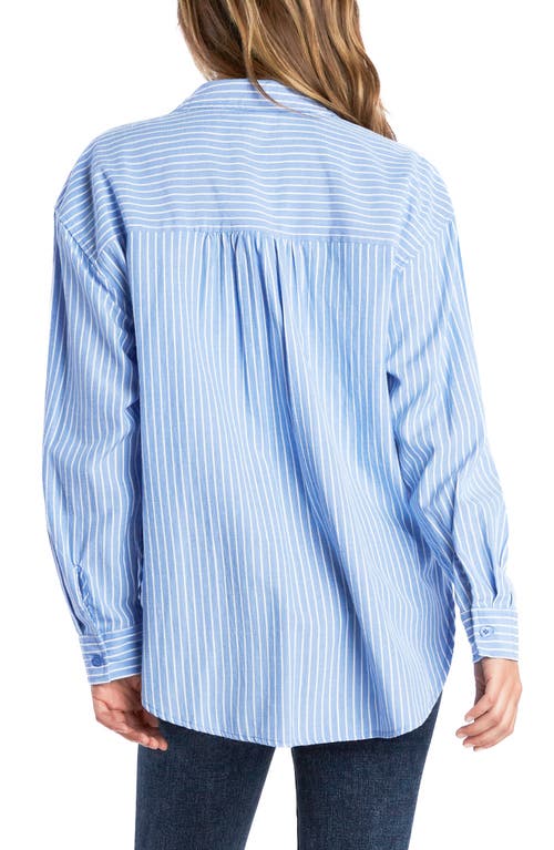Billy T Stripe Linen Blend Button-up Shirt In Denim Blue Stripes