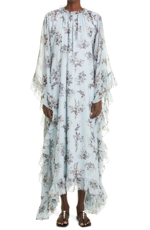 Darence Floral Long Sleeve Crêpe de Chine Maxi Dress