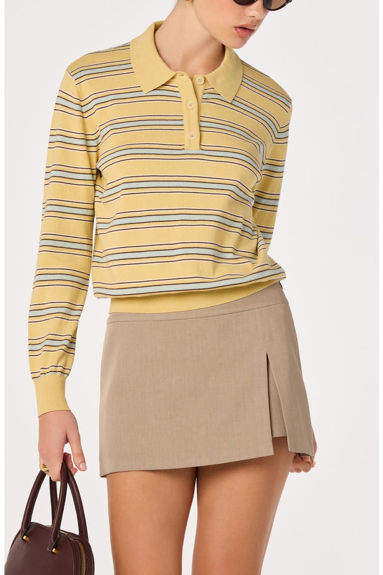 Dora Polo Sweater, Alternate, color, YELLOW STRIPE