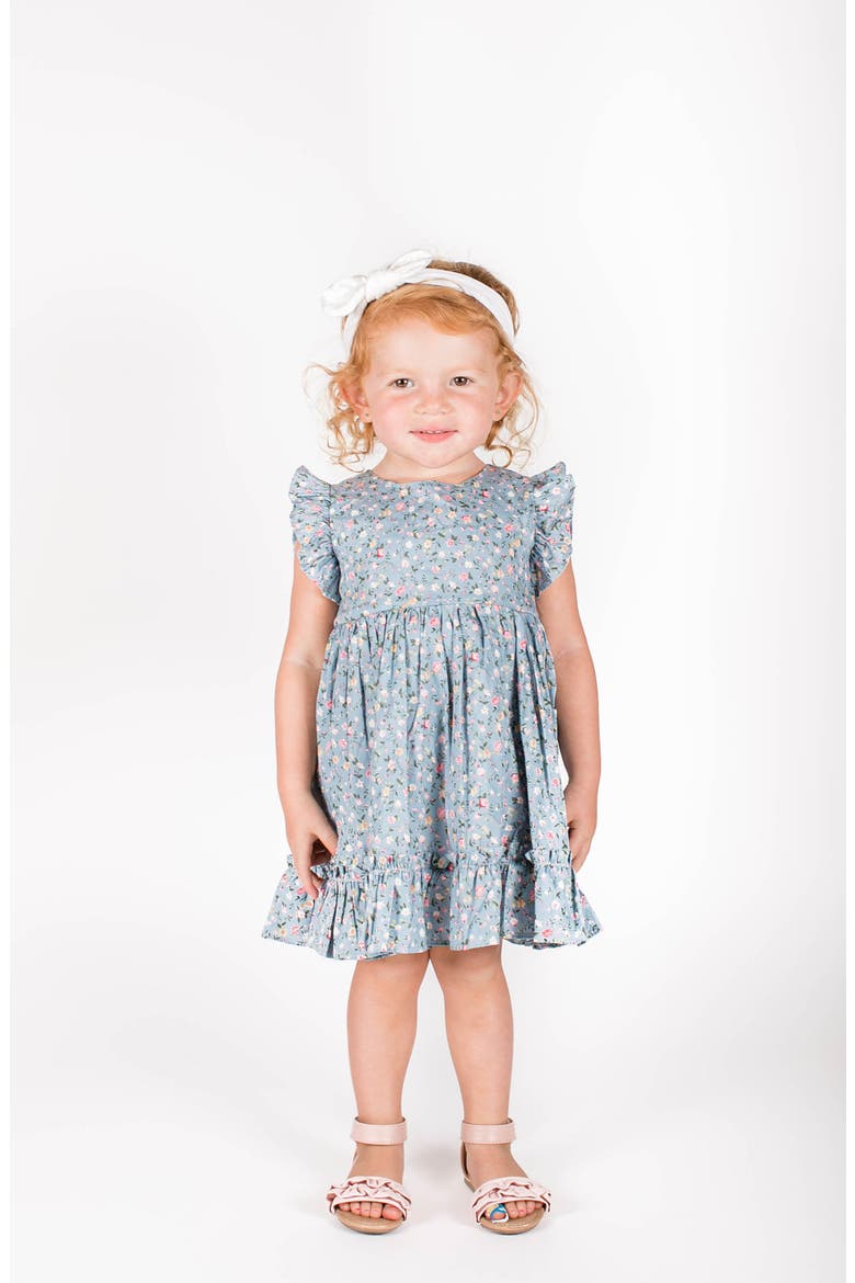 Kids' Floral Pinafore Dress, Alternate, color, BLUE