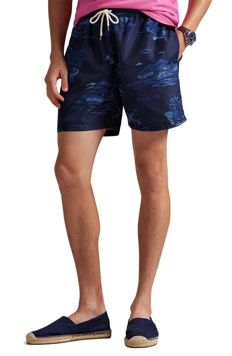 Polo Ralph Lauren Traveler Classic Swim Trunks, Main, color, Spy Bear