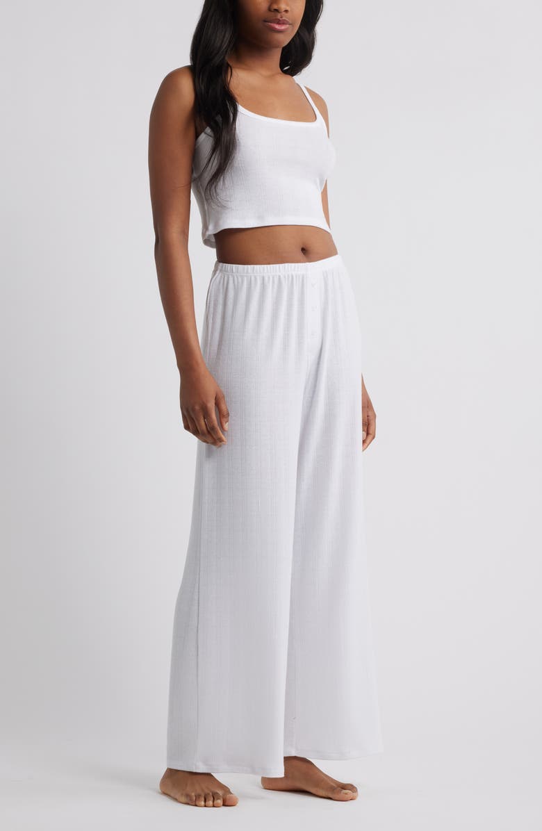 Open Edit 3-Piece Pointelle Knit Pajamas, Alternate, color, White