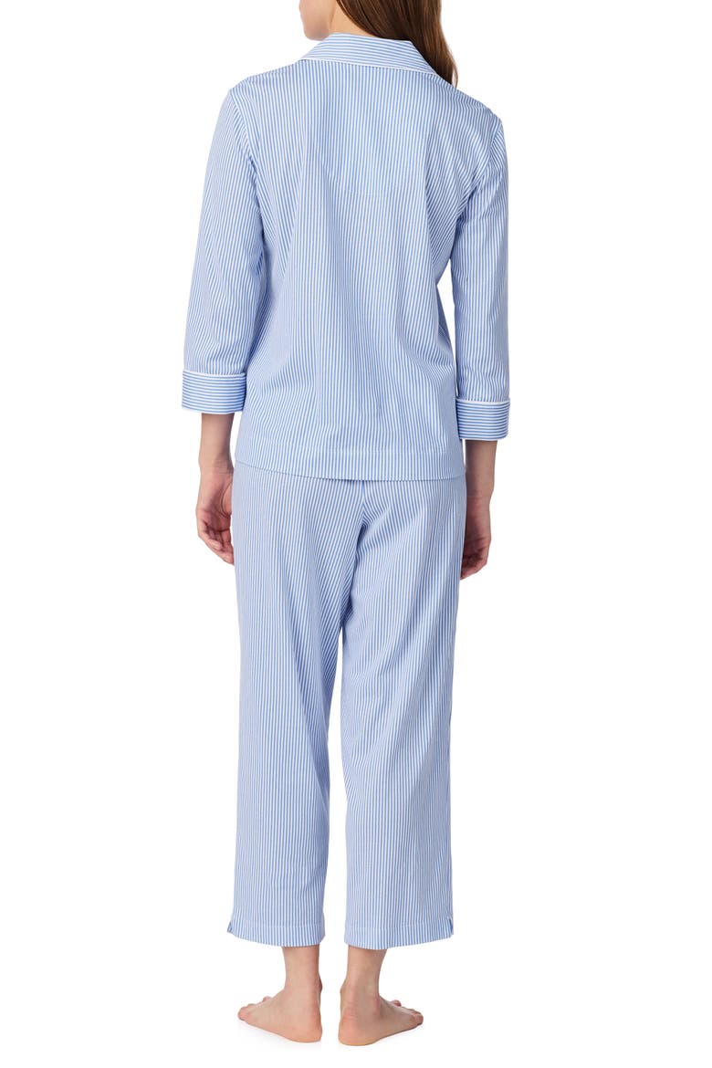 Knit Crop Cotton Pajamas, Alternate, color, BLUE/PRINT
