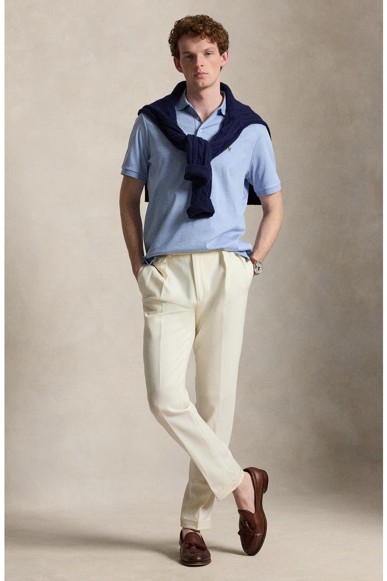 Solid Cotton Jersey Polo, Alternate, color, BLUE HTR