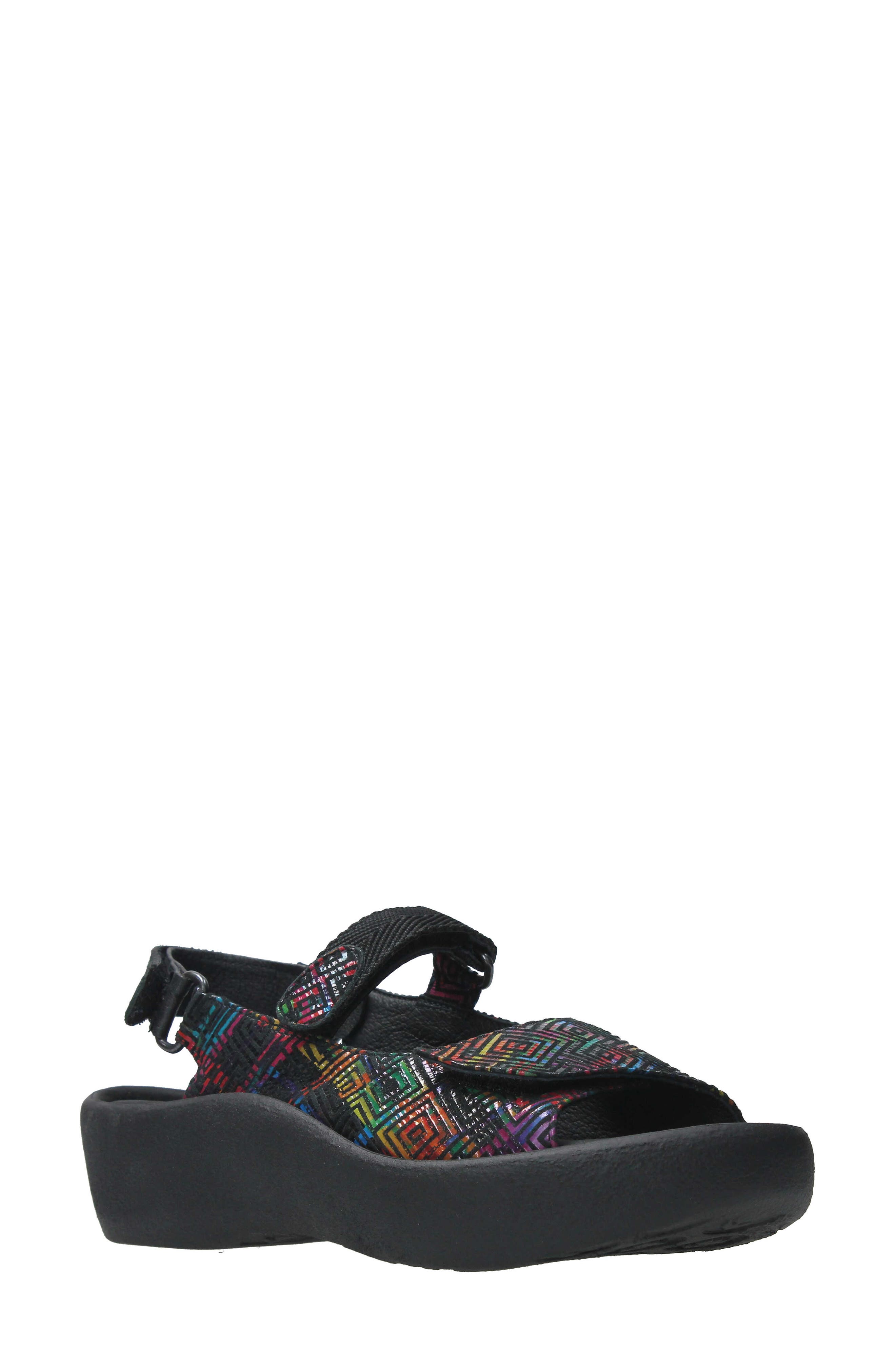 Wolky Jewel Sandal, Main, color, Black Multi Printed Leather