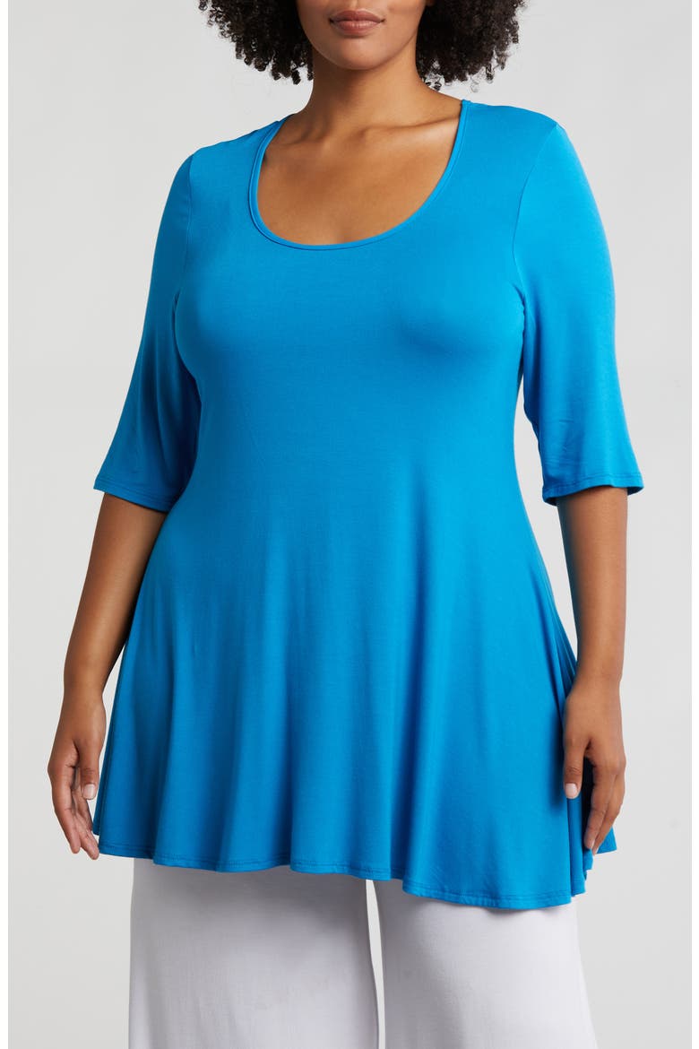 Swing Asymmetric Hem Tunic Top, Main, color, TURQUOISE