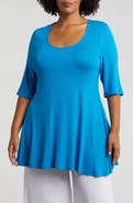 24seven Comfort Apparel Swing Asymmetric Hem Tunic Top