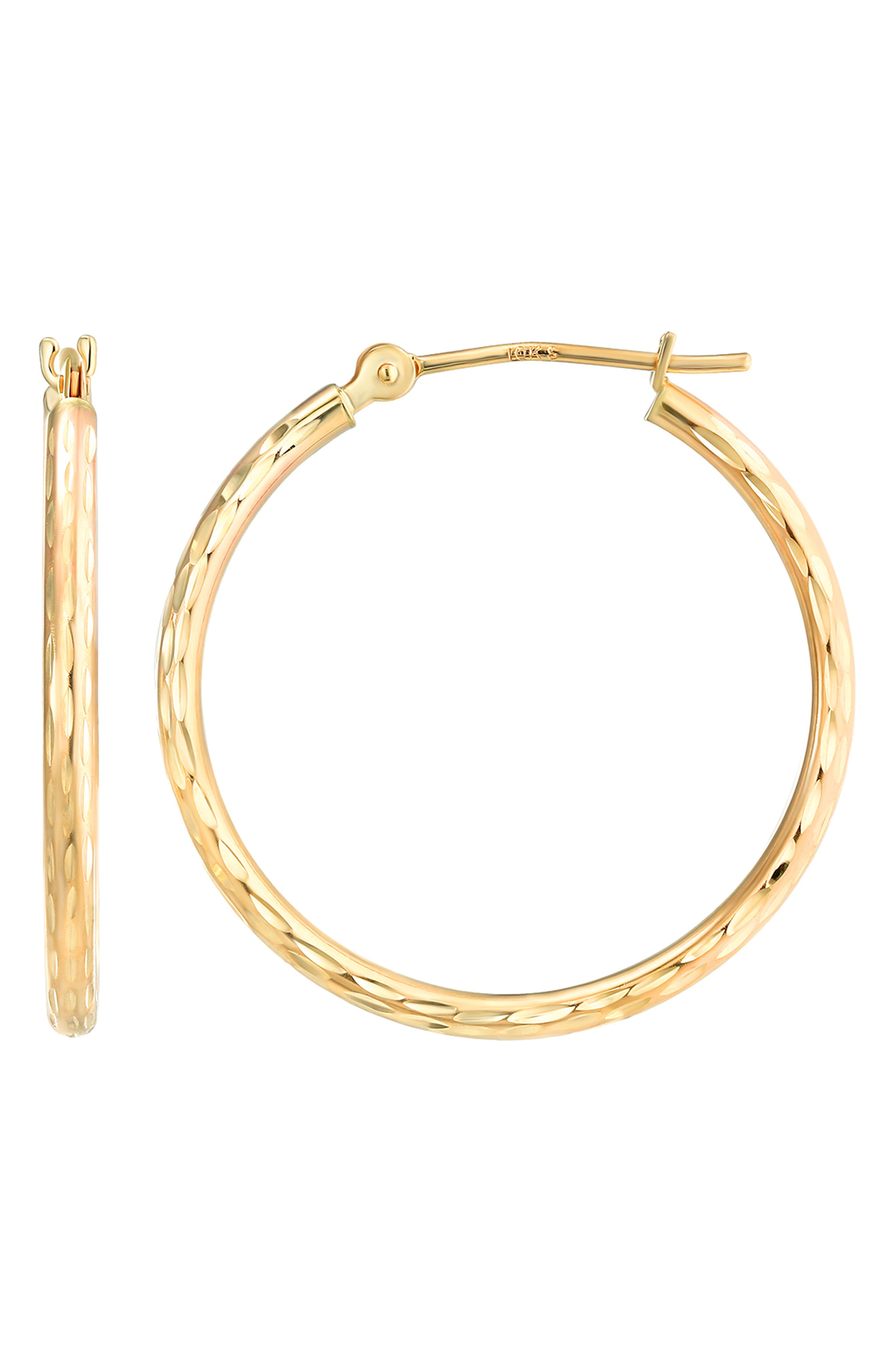 CANDELA JEWELRY 10K Gold Diamond-Cut Hoop Earrings