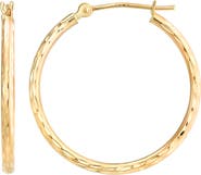 CANDELA JEWELRY 10K Gold Diamond-Cut Hoop Earrings