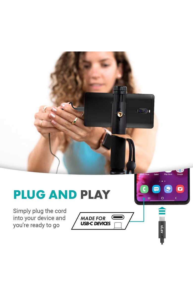 MOVO uLav - Wired Omnidirectional USB-C Lavalier Clip On Microphone, Alternate, color, Black