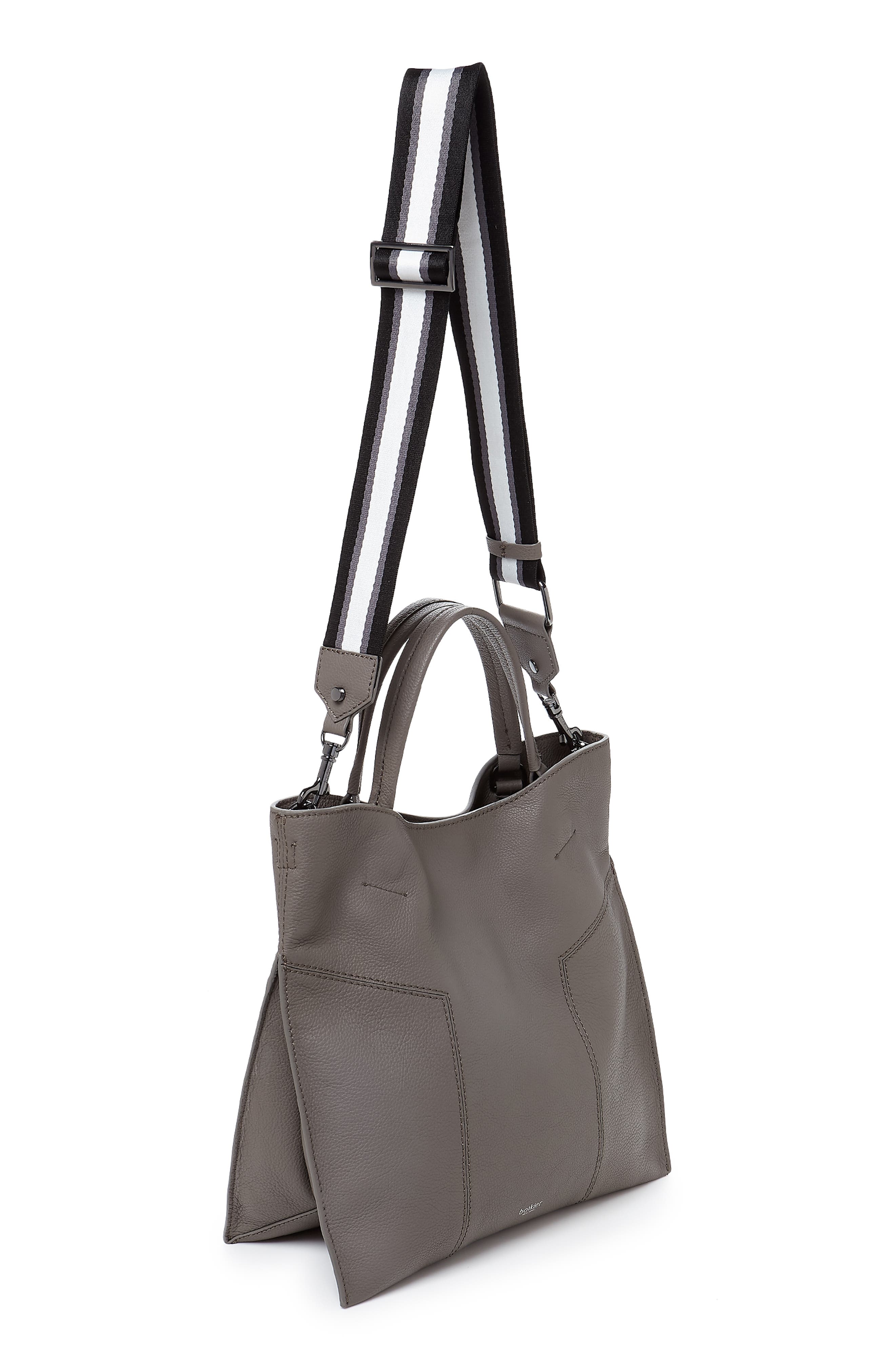 Trigger Pebbled Leather Satchel, Alternate, color, WINTER GREY