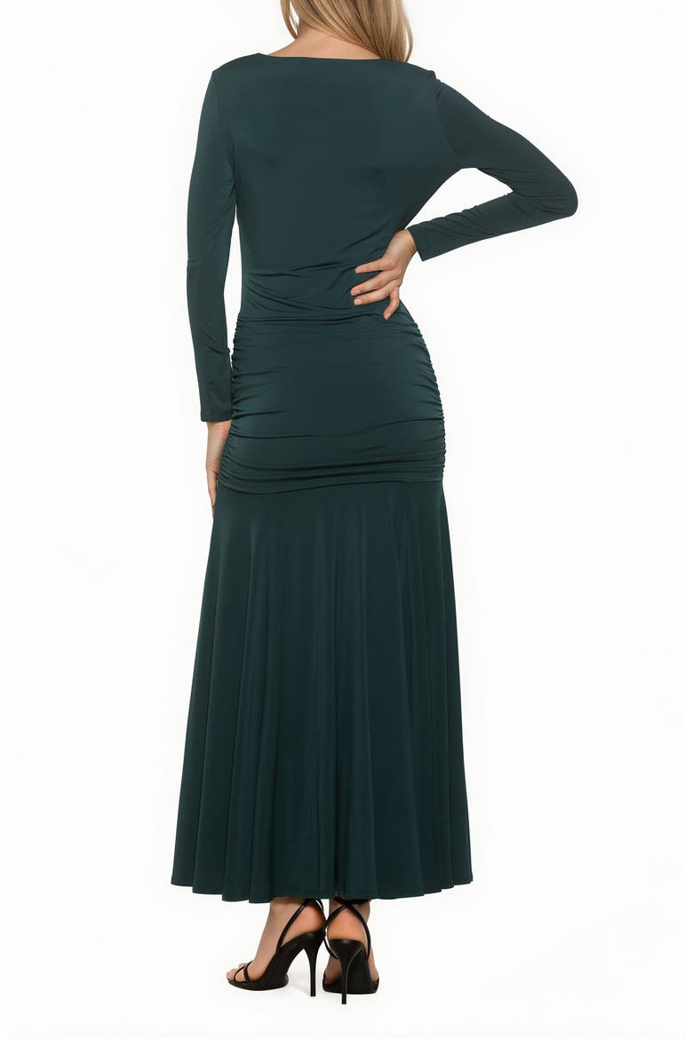 Aurelian Boatneck Draped Maxi Dress, Alternate, color, EMERALD