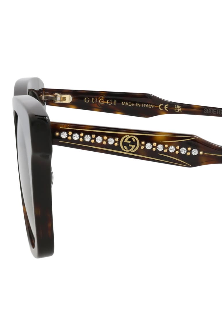 55mm Square Crystal Embellished Sunglasses, Alternate, color, HAVANA HAVANA GREEN