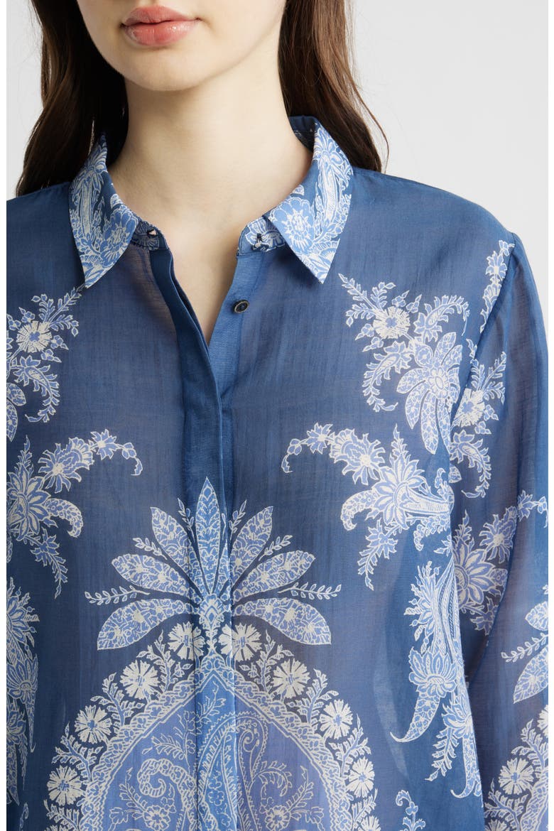 Paloma Print Cotton & Silk Shirt, Alternate, color, MIDNIGHT MULTI