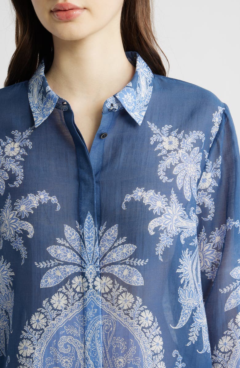 KOBI HALPERIN Paloma Print Cotton & Silk Shirt, Alternate, color, Midnight Multi