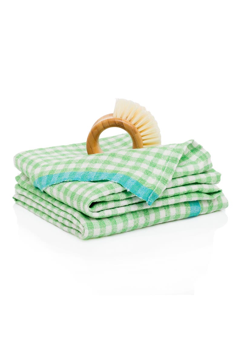 Gingham Towels  - Set of 2, Main, color, Lime/Aqua 20" x 30"