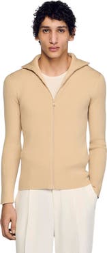 SANDRO Zip cardigan with standing collar