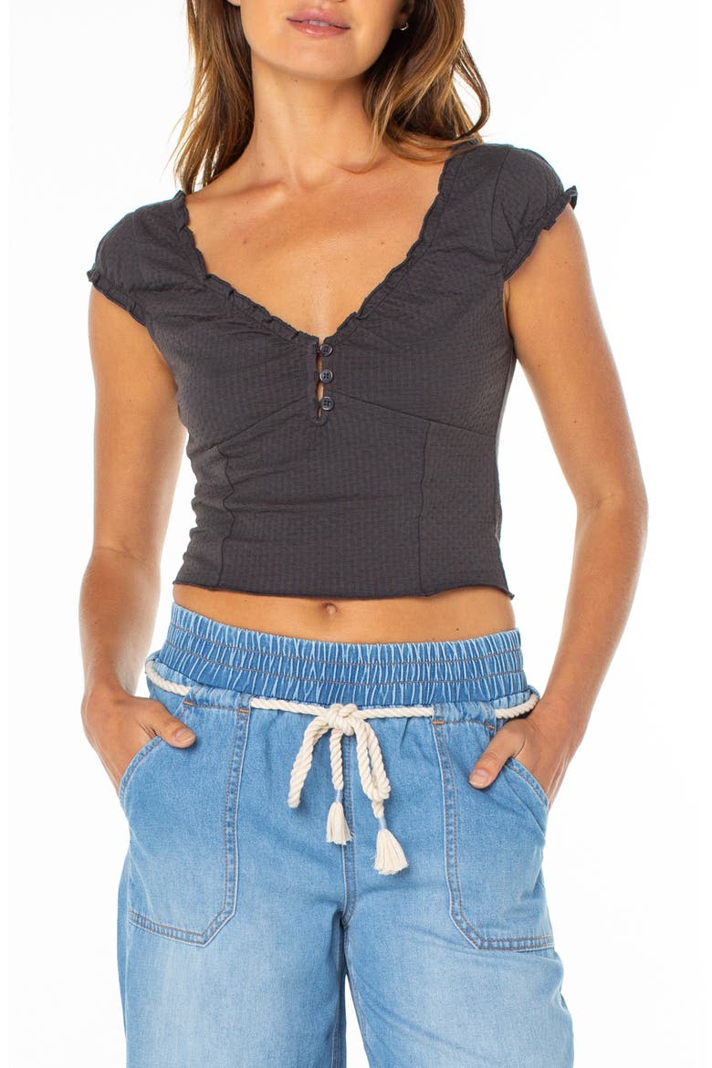 Moonglow Stretch Cotton Crop Top, Main, color, PHANTOM