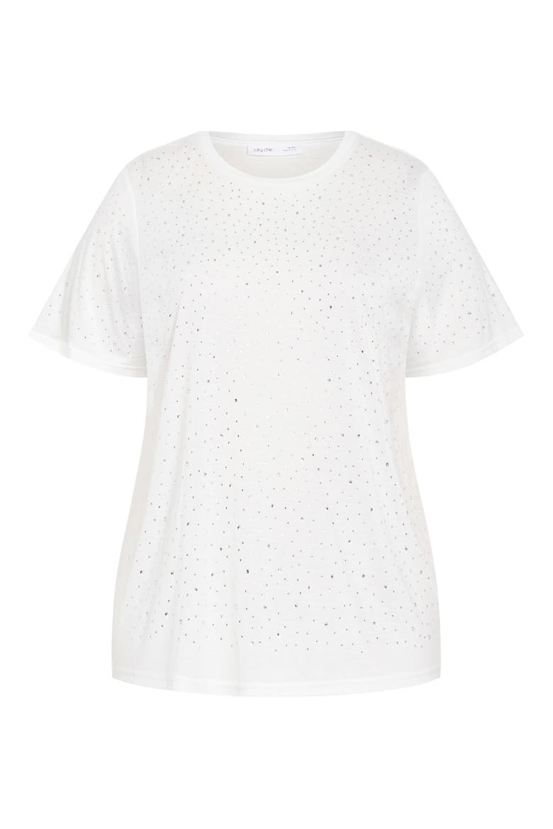 Blinged Up Embellished T-Shirt, Alternate, color, IVORY
