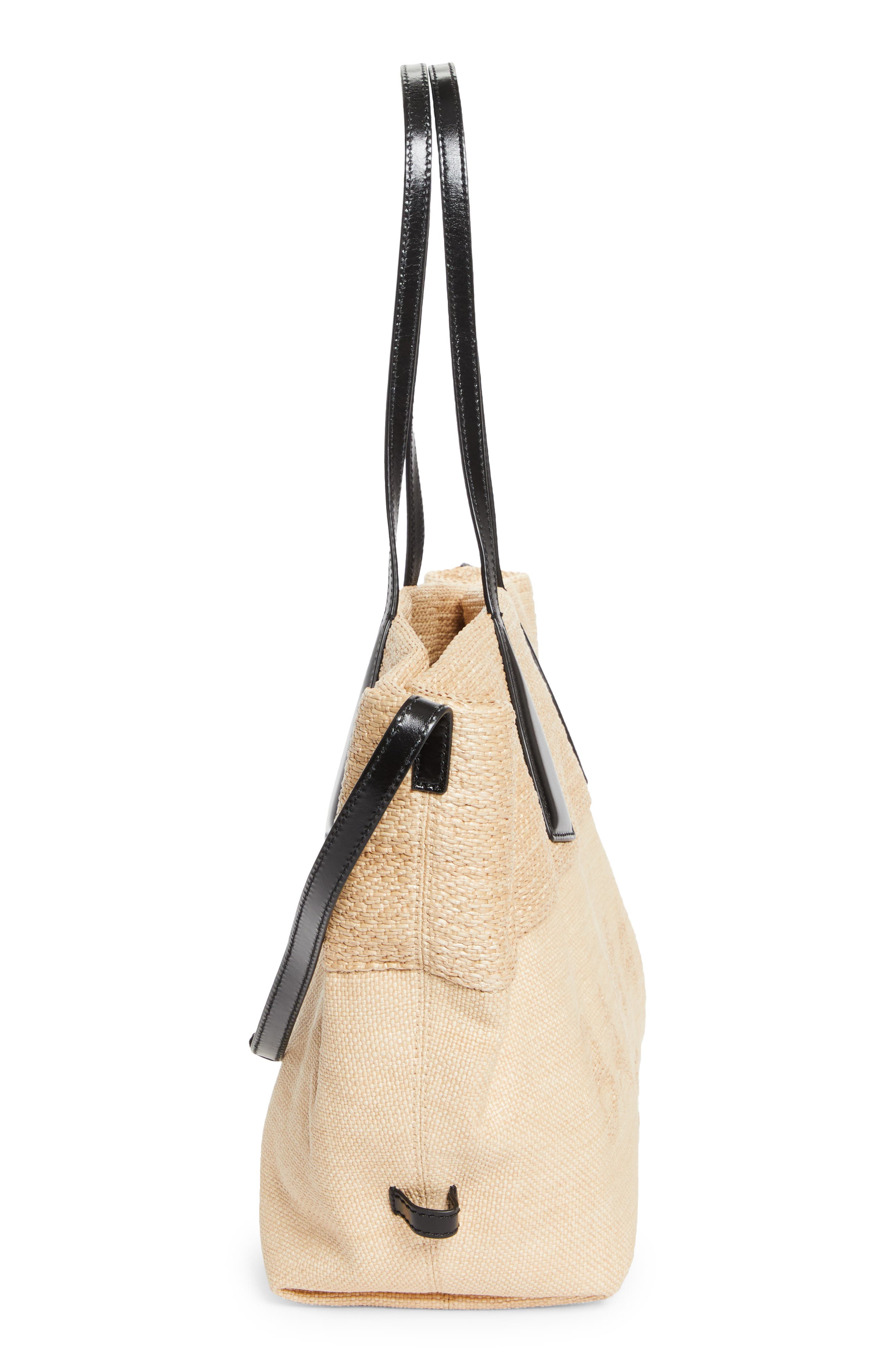 Balmain Track Raffia & Jacquard Tote, Alternate, color, 