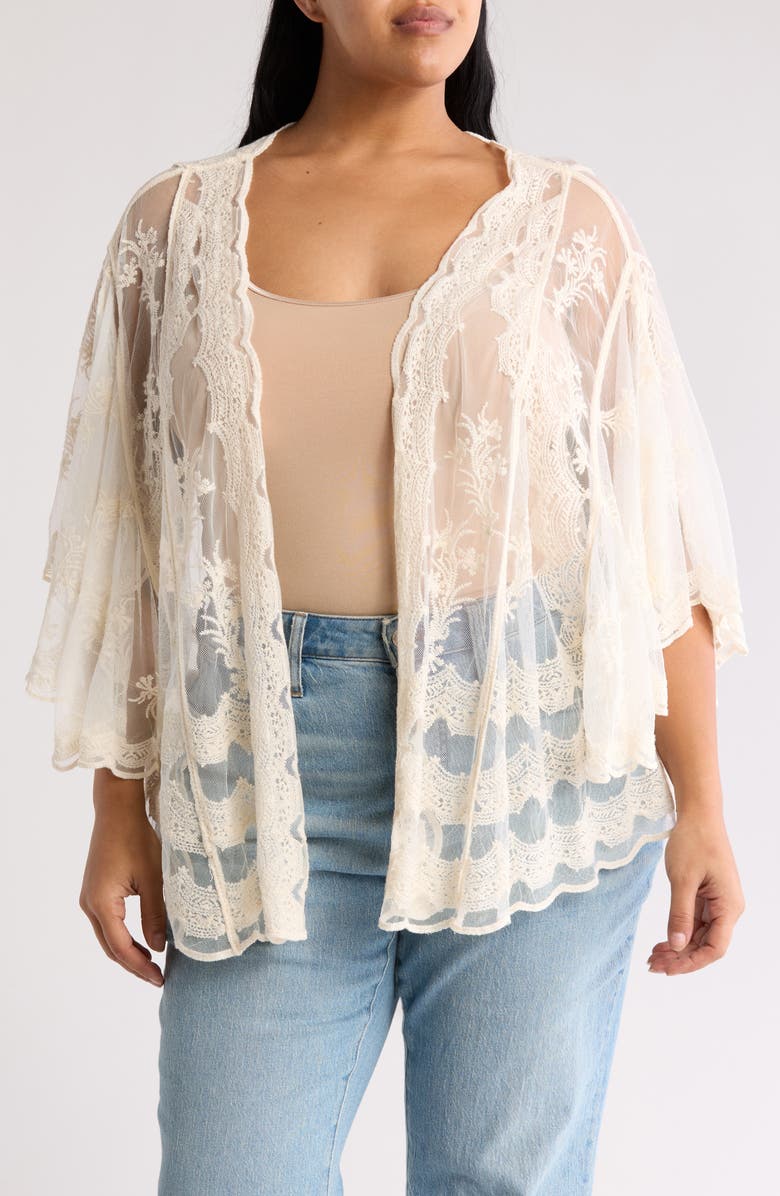 Forgotten Grace Lace High/Low Wrap, Main, color, Natural