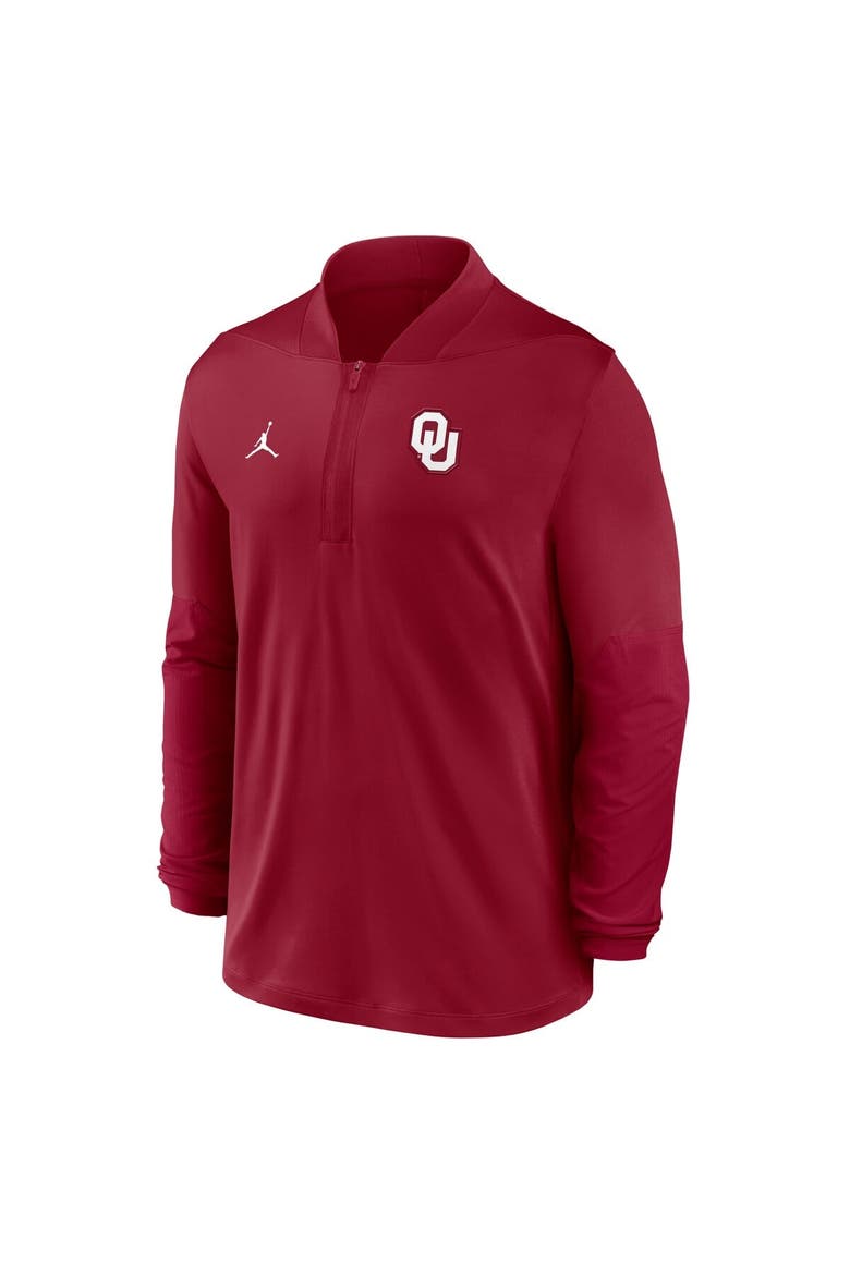 Men's Jordan Brand Crimson Oklahoma Sooners Sideline Dri-FIT Half-Zip Pullover, Alternate, color, Crimson