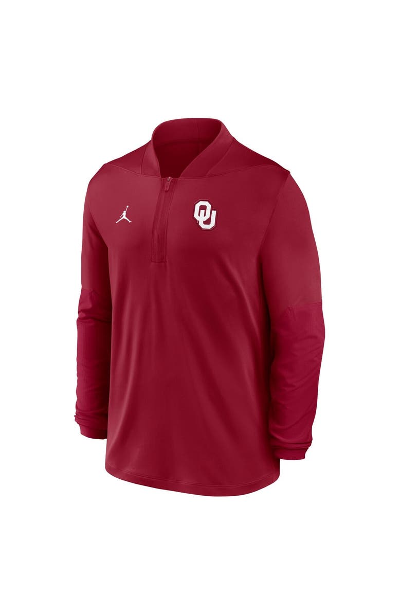 Jordan Brand Men's Jordan Brand Crimson Oklahoma Sooners Sideline Dri-FIT Half-Zip Pullover, Alternate, color, Crimson