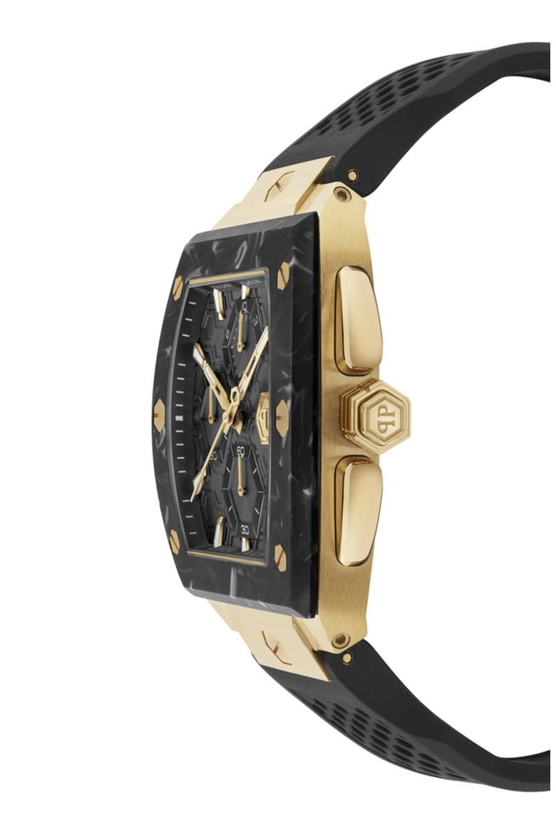 Hexagon Phantom Chrono Quartz Watch, 44mm, Alternate, color, IP YELLOW GOLD