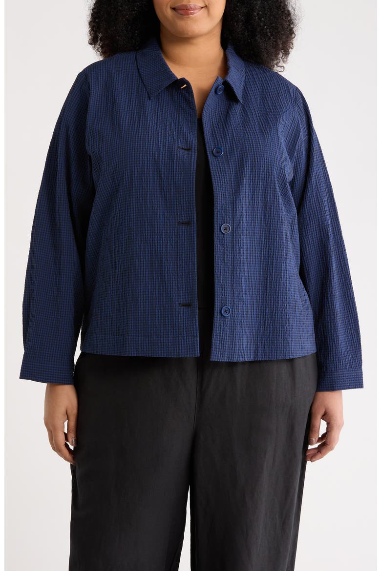 Classic Seersucker Shirt Jacket, Main, color, DEEP DIVE
