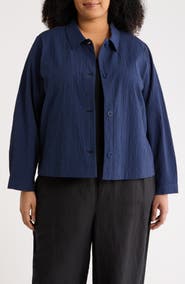 Eileen Fisher Classic Seersucker Shirt Jacket