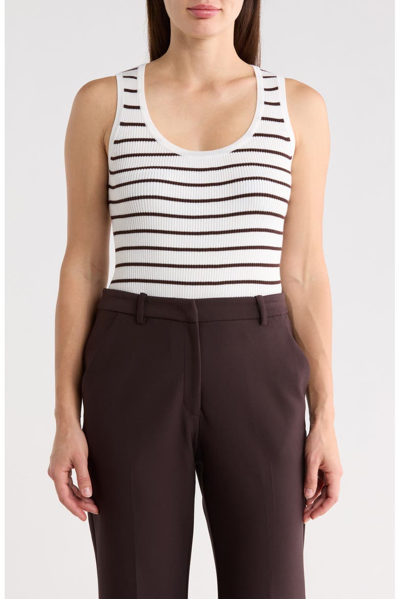 Stripe Scoop Neck Tank, Main, color, WHITE STAR/ CHOCOLATE