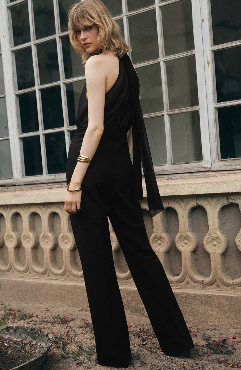 MANGO Wide Leg Jumpsuit, Alternate, color, Black