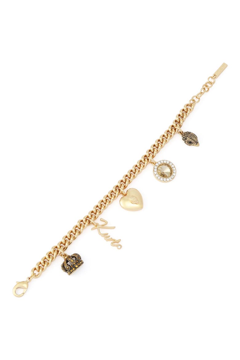 Mixed Charm Curb Chain Bracelet, Alternate, color, GOLD