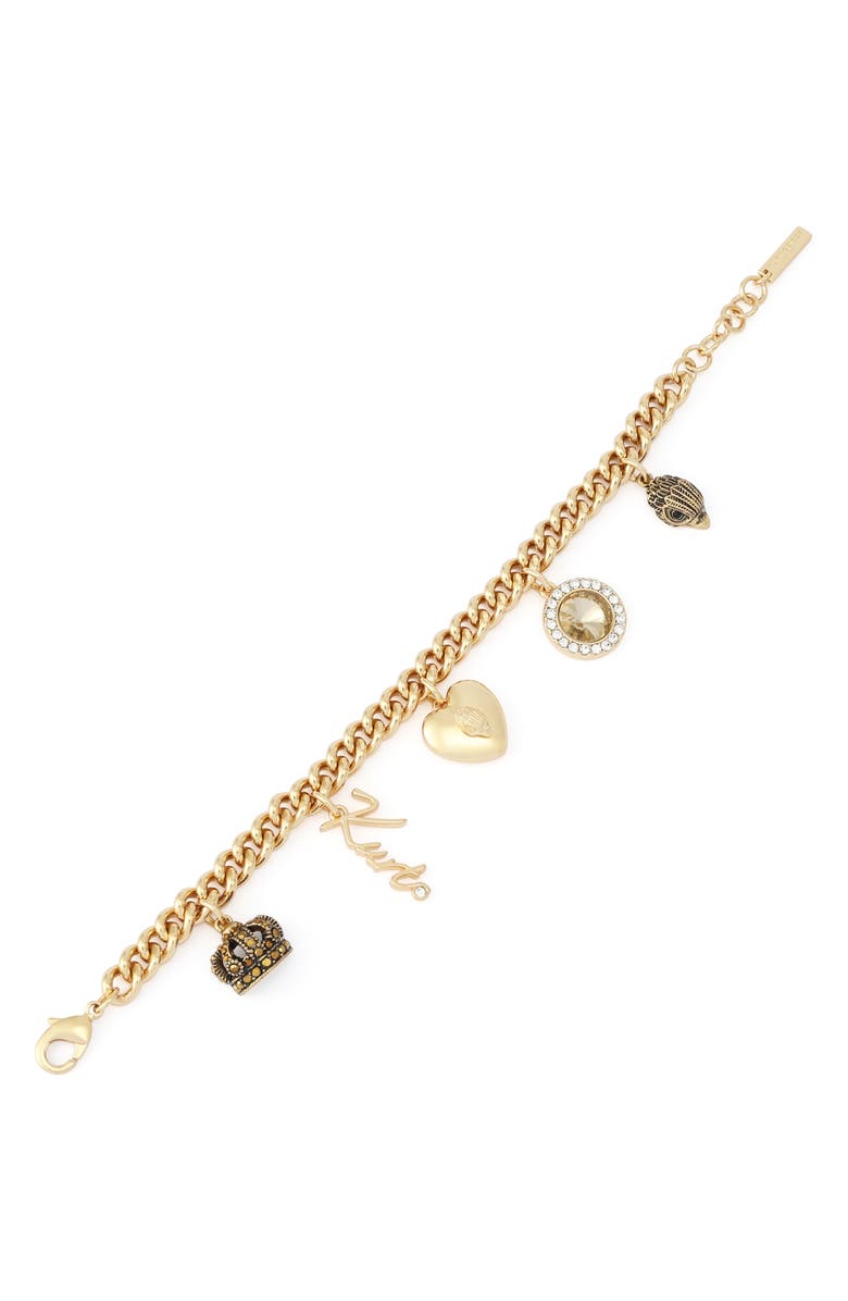Kurt Geiger London Mixed Charm Curb Chain Bracelet, Alternate, color, Gold