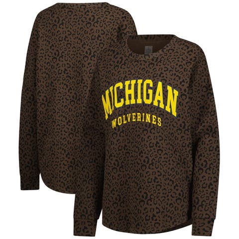 Women
s Gameday Couture Brown Michigan Wolverines Leopard Oversized Sweatshirt