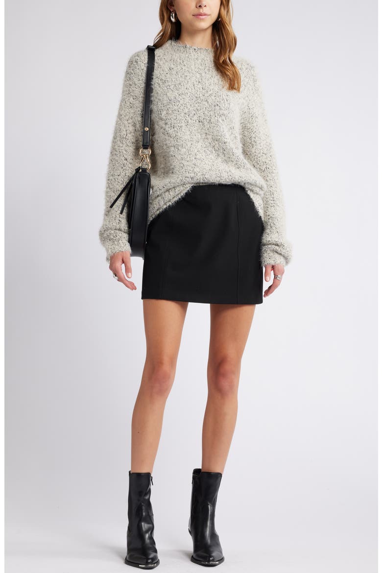 Marled Mock Neck Sweater, Alternate, color, IVORY DOVE- BLACK COMBO