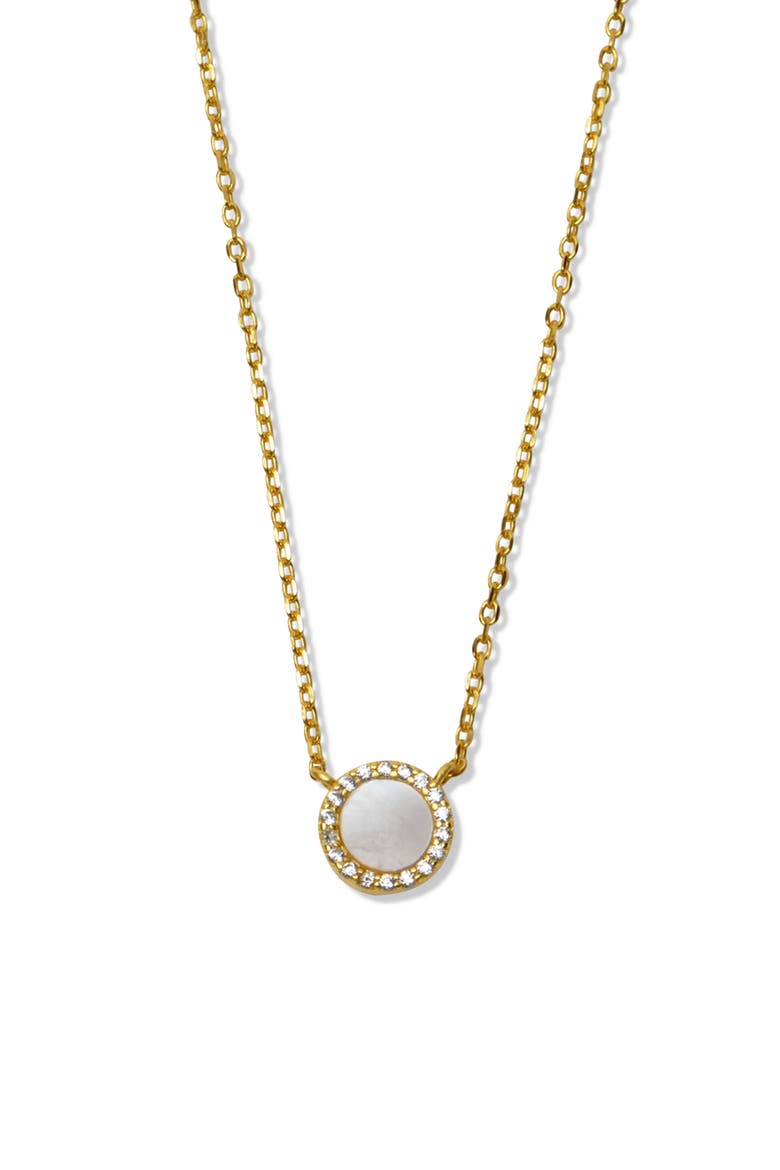 Mother-of-Pearl Circle Pendant Necklace, Main, color, GOLD
