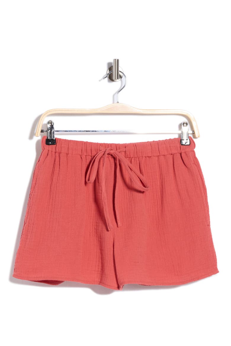 Easy Cotton Gauze Shorts, Main, color, CHERRY ROSE