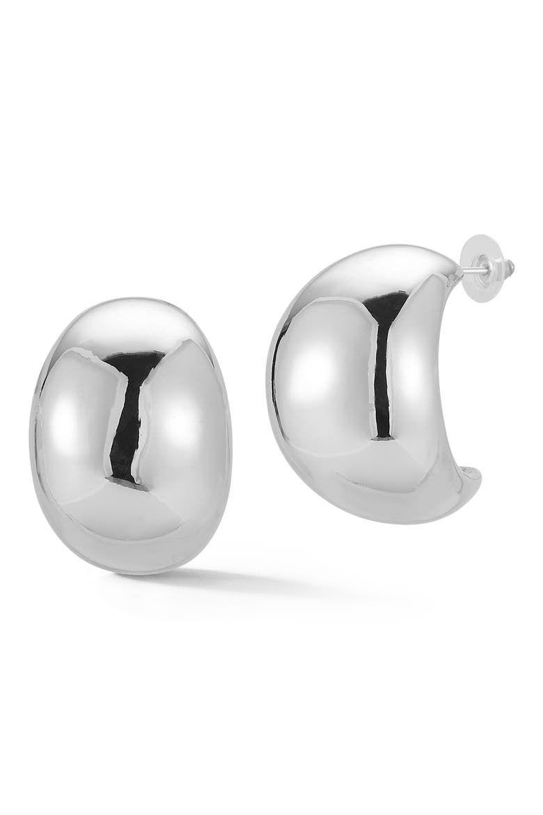 Oval Half Hoop Earrings, Main, color, SILVER