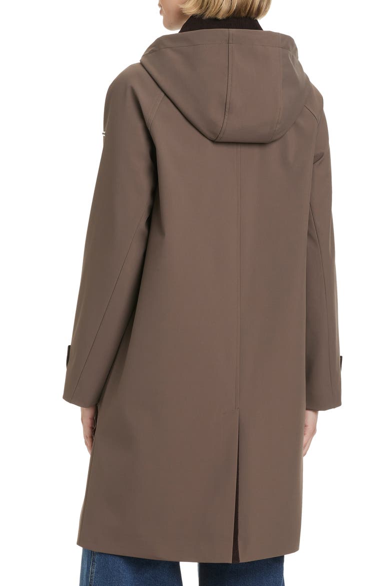 Contrast Collar Longline Raincoat, Alternate, color, ANTIQUE TAUPE