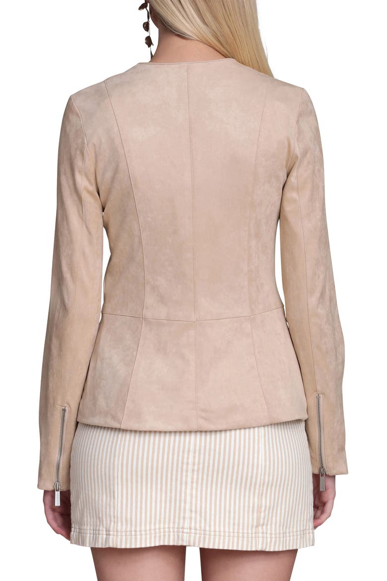 Peplum Faux Suede Jacket, Alternate, color, OAT